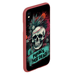 Чехол iPhone XS Max матовый Punks not dead, цвет: 3D-красный — фото 2
