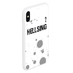 Чехол iPhone XS Max матовый Hellsing glitch на светлом фоне: символ сверху, цвет: 3D-белый — фото 2