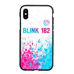 Чехол iPhone XS Max матовый Blink 182 neon gradient style: символ сверху, цвет: 3D-черный