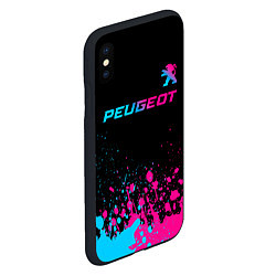 Чехол iPhone XS Max матовый Peugeot - neon gradient: символ сверху, цвет: 3D-черный — фото 2