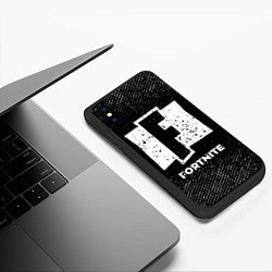 Чехол iPhone XS Max матовый Fortnite с потертостями на темном фоне, цвет: 3D-черный — фото 2