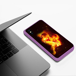 Чехол iPhone XS Max матовый Пылающий фантастический конь, цвет: 3D-фиолетовый — фото 2
