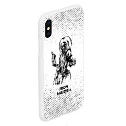 Чехол iPhone XS Max матовый Iron Maiden с потертостями на светлом фоне, цвет: 3D-белый — фото 2