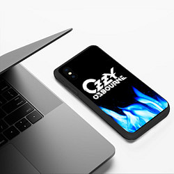 Чехол iPhone XS Max матовый Ozzy Osbourne blue fire, цвет: 3D-черный — фото 2