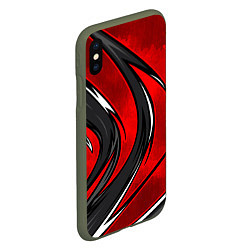 Чехол iPhone XS Max матовый Органический разрыв - красный, цвет: 3D-темно-зеленый — фото 2