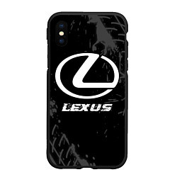Чехол iPhone XS Max матовый Lexus speed на темном фоне со следами шин, цвет: 3D-черный
