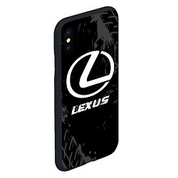 Чехол iPhone XS Max матовый Lexus speed на темном фоне со следами шин, цвет: 3D-черный — фото 2