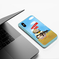 Чехол iPhone XS Max матовый Цыпленок - Чикен Ган, цвет: 3D-мятный — фото 2