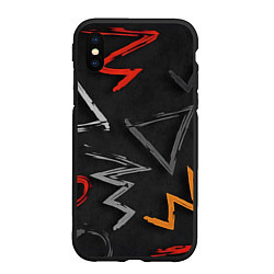 Чехол iPhone XS Max матовый Паттерн фигуры, цвет: 3D-черный