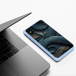 Чехол iPhone XS Max матовый Узорные фракталы, цвет: 3D-голубой — фото 2