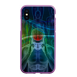 Чехол iPhone XS Max матовый Человеческий мозг и импульсы, цвет: 3D-фиолетовый
