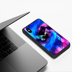 Чехол iPhone XS Max матовый Placebo неоновый космос, цвет: 3D-черный — фото 2