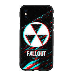 Чехол iPhone XS Max матовый Fallout в стиле glitch и баги графики на темном фо