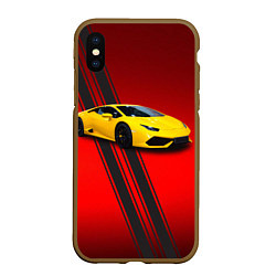 Чехол iPhone XS Max матовый Итальянский гиперкар Lamborghini Aventador, цвет: 3D-коричневый