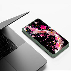 Чехол iPhone XS Max матовый Вихрь розовых лепестков, цвет: 3D-темно-зеленый — фото 2