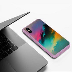 Чехол iPhone XS Max матовый Абстрактный туман, цвет: 3D-сиреневый — фото 2