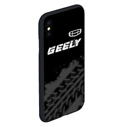 Чехол iPhone XS Max матовый Geely speed на темном фоне со следами шин: символ, цвет: 3D-черный — фото 2