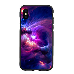 Чехол iPhone XS Max матовый Небула в космосе в фиолетовых тонах - нейронная се, цвет: 3D-черный