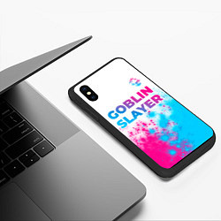 Чехол iPhone XS Max матовый Goblin Slayer neon gradient style: символ сверху, цвет: 3D-черный — фото 2