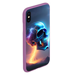 Чехол iPhone XS Max матовый Стальной череп с молниями, цвет: 3D-фиолетовый — фото 2