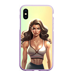 Чехол iPhone XS Max матовый Fitness girl sport, цвет: 3D-сиреневый