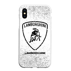 Чехол iPhone XS Max матовый Lamborghini с потертостями на светлом фоне, цвет: 3D-белый