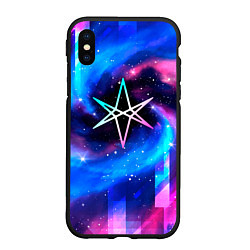 Чехол iPhone XS Max матовый Bring Me the Horizon неоновый космос, цвет: 3D-черный