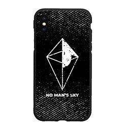 Чехол iPhone XS Max матовый No Mans Sky с потертостями на темном фоне, цвет: 3D-черный