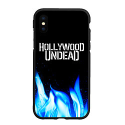 Чехол iPhone XS Max матовый Hollywood Undead blue fire