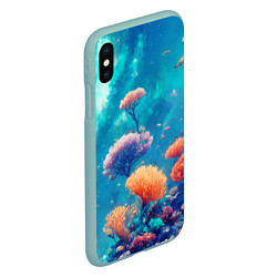 Чехол iPhone XS Max матовый Океанские глубины, цвет: 3D-мятный — фото 2