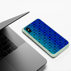 Чехол iPhone XS Max матовый Сине-зеленый геометрический узор, цвет: 3D-салатовый — фото 2