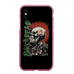 Чехол iPhone XS Max матовый Punks not dead, цвет: 3D-малиновый