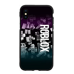 Чехол iPhone XS Max матовый Роблокс персонажи под градиентом, цвет: 3D-черный