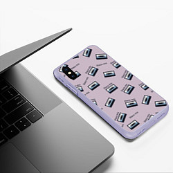 Чехол iPhone XS Max матовый Кассета паттерн, цвет: 3D-светло-сиреневый — фото 2