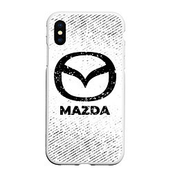 Чехол iPhone XS Max матовый Mazda с потертостями на светлом фоне