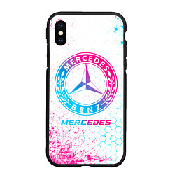 Чехол iPhone XS Max матовый Mercedes neon gradient style, цвет: 3D-черный