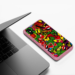 Чехол iPhone XS Max матовый Хиппи, знаки, позитифф, цвет: 3D-малиновый — фото 2