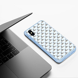 Чехол iPhone XS Max матовый Совушки на ветках, цвет: 3D-голубой — фото 2