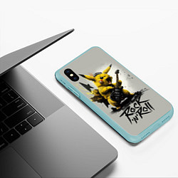 Чехол iPhone XS Max матовый Пикачу рокер, цвет: 3D-мятный — фото 2