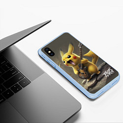 Чехол iPhone XS Max матовый Pikachu rock, цвет: 3D-голубой — фото 2