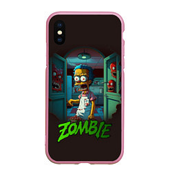 Чехол iPhone XS Max матовый Гомер зомби, цвет: 3D-розовый