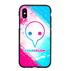 Чехол iPhone XS Max матовый Evangelion neon gradient style, цвет: 3D-черный