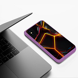 Чехол iPhone XS Max матовый Неон на черном фоне, цвет: 3D-фиолетовый — фото 2