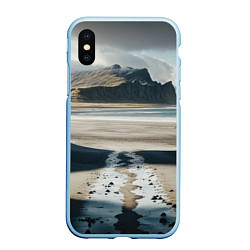 Чехол iPhone XS Max матовый Дорога на черный пляж Исландии, цвет: 3D-голубой