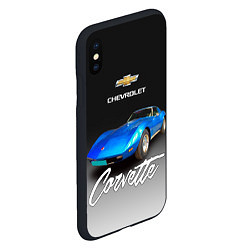 Чехол iPhone XS Max матовый Синий Chevrolet Corvette 70-х годов, цвет: 3D-черный — фото 2