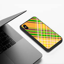 Чехол iPhone XS Max матовый Желто-зеленый геометрический ассиметричный узор, цвет: 3D-черный — фото 2