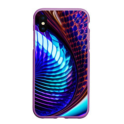 Чехол iPhone XS Max матовый Неоновый водоворот, цвет: 3D-фиолетовый