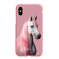 Чехол iPhone XS Max матовый Единорог розовая грива