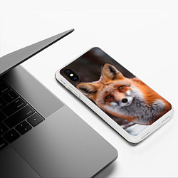 Чехол iPhone XS Max матовый Лиса под снегом, цвет: 3D-белый — фото 2