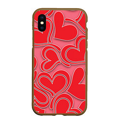 Чехол iPhone XS Max матовый Love hearts, цвет: 3D-коричневый